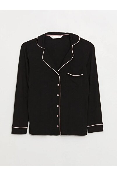 LC Waikiki Gömlek Yaka Düz Uzun Kollu Kadın Pijama Takımı