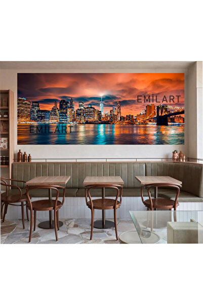Şehir Manzarası New York City Gün batımı Sunset Emlak HD Kalite Kanvas Tablo