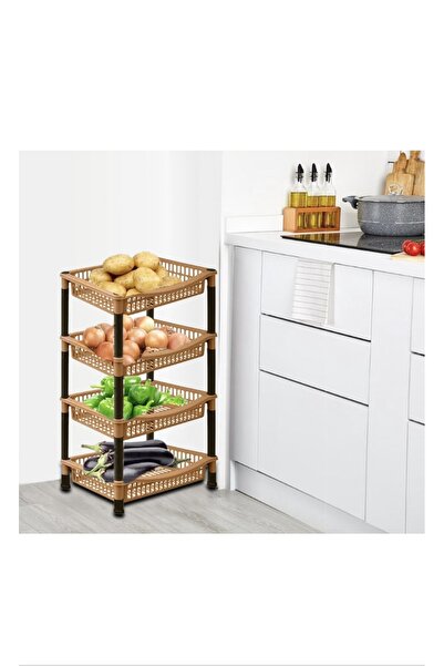 LeesHome 4 Katlı Krem Plastik Kare Sebzelik / Çok Amaçlı