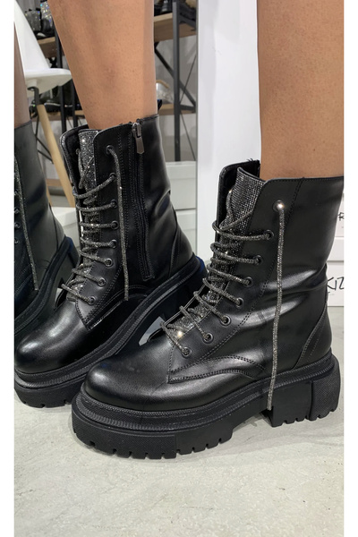 Gİ LUXURY BOUTİQUE Kadın Taşlı Bağıcıklı Postal Bot