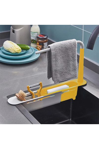 SAVORYHOME Kitchen sink organizer telescopic sink shelf drainer rack soap sponge holder GRAY