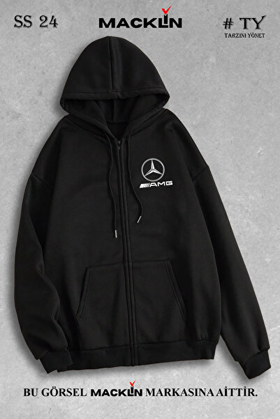 macklin Unisex Women Men Hooded Amg Printed Zipper Sweatshirt Fleece Jacket