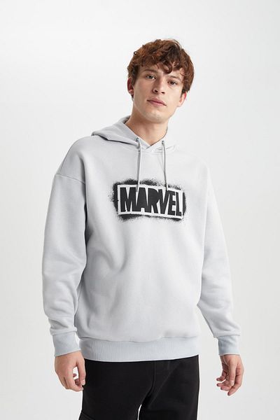 DeFacto Marvel Logo Only Oversize Fit Hooded Sweatshirt