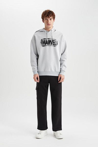 DeFacto Marvel Logo Only Oversize Fit Hooded Sweatshirt
