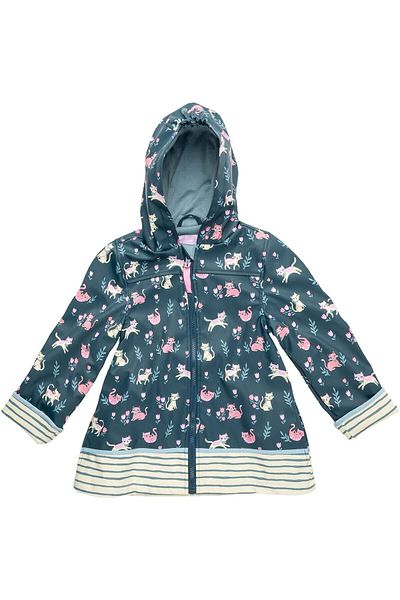 Stephen Joseph Girl's Hooded, Lined Polyurethane Raincoat Cats