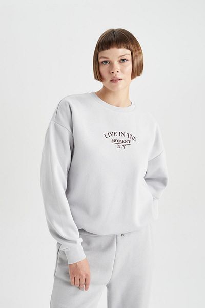 DeFacto Relax Fit Crew Neck Thick Sweatshirt B4447ax23wn