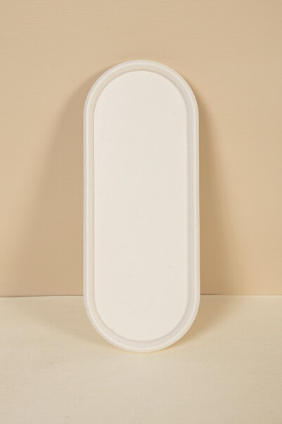 Handmeight قاعدة خرسانية بيضاوية بيضاء اللون / حامل عرض / صينية / منتج ديكور