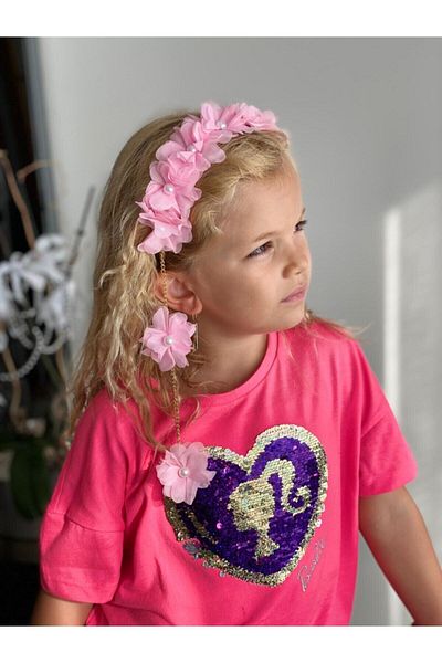 QUEEN AKSESUAR New Trend Fashion Pearl Flower Pendant Lamp with Chain Adult Children's Crown Bridesmaid Crown Candy Pink