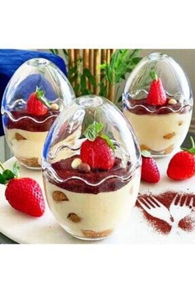 Alegre Glass Glass Presentation Bowl Egg Shaped Set of 6 9.5x14cm