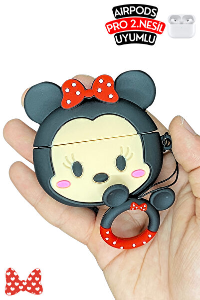 EWEC Pro 2. Nesil Uyumlu Minnie Mouse Figürlü Koruyucu ve Darbe Emici Silikon Kulaklık Kılıfı