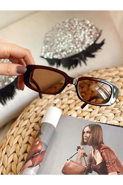 Mathilda Aksesuar Chunky Frame Vintage Brown Sunglasses