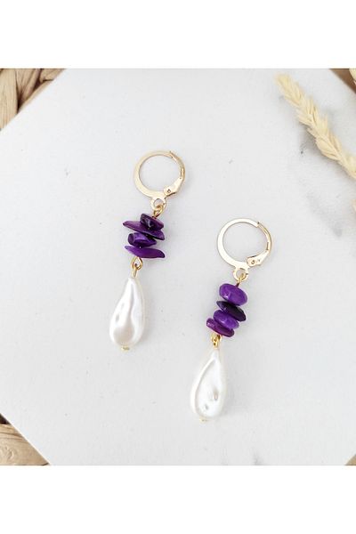 HALHALMILL Broken Stone Acrylic Pearls Hoop Earrings