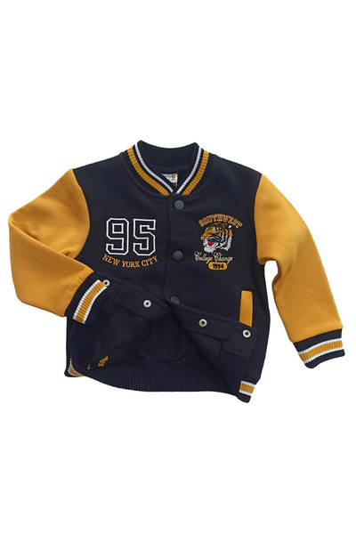 Bizizo Boys' New York Tiger College Cardigan - Snap Closure, 3 Strings Raster, Boys' College Cardigan