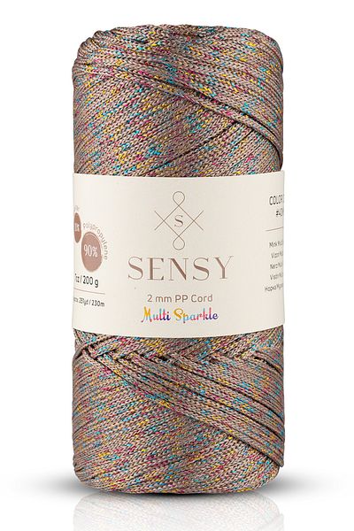 SENSY Multi Sparkle Glitter 200 gr Polyester Macrame Thread Mink 2 Mm - 230 M Supla Thread