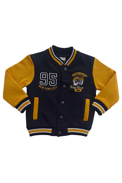 Bizizo Boys' New York Tiger College Cardigan - Snap Closure, 3 Strings Raster, Boys' College Cardigan