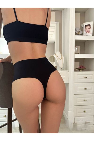 MİSTİRİK Εσώρουχα Arpina Black Laser Cut Slip - Μοντέλο κορδόνι χωρίς σήμανση