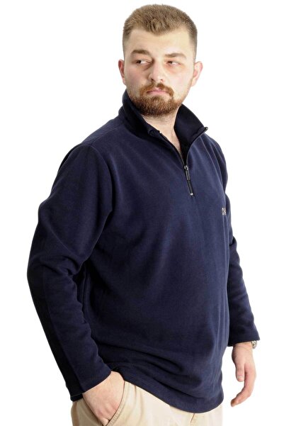 ModeXL Синій світшот великого розміру - з високим коміром і застібкою-блискавкою 23548