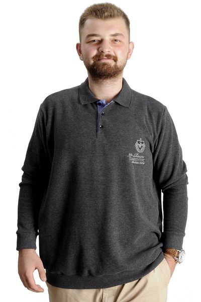 ModeXL Ανδρικό φούτερ Polo Thessaloniki Classic Sport 23444 Antramelange μεγάλου μεγέθους