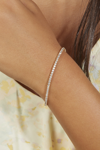 Joy of Jade Kadın Suyolu Altın Bileklik Pırlanta Taşlı (925 AYAR GÜMÜŞ ÜZERİNE 18 AYAR ALTIN KAPLAMA) Zehra