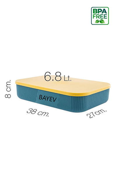 Bayev 3 Adet 6.8 Litre Yeşil Saklama Kabı Sebzelik Yiyecek Saklama Oyuncak Kutusu