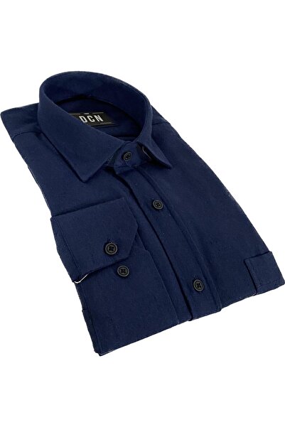 dcn giyim 1985 Erkek Klasik Kesim Yün Gömlek-Dcn6