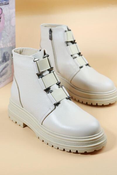 Venüs - 2152102 Bej Önü Tokalı Hakiki Deri Kadın Bot