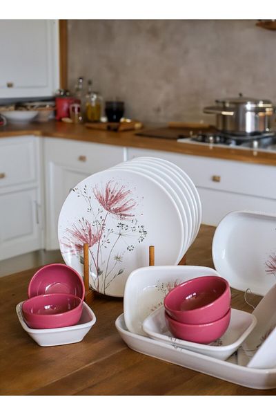 Keramika Set Breakfast Raspberry Chicory 25 Pieces for 12 Persons