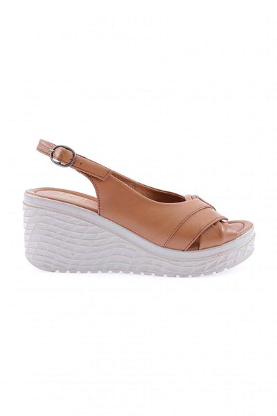 DGN Σανδάλια με τακούνι από γνήσιο δέρμα Tan Wedge - 291163219