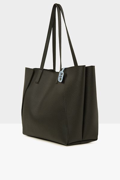 Bagmori Black Women's Three Compartment Large Tote Bag with Side Pieces M000008121