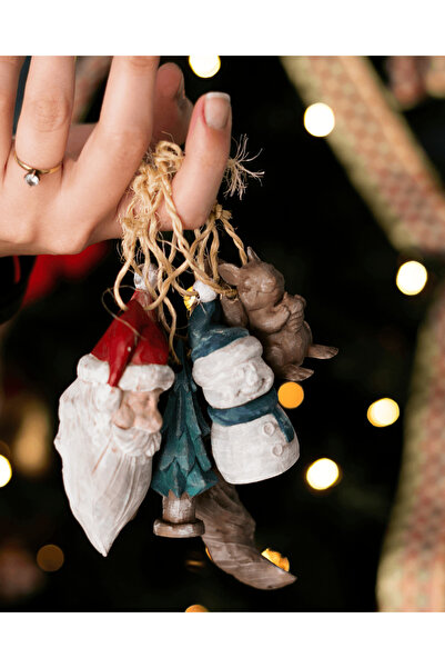 Genel Markalar 4lü Yılbaşı Ağacı Süsü Yılbaşı 4lü Ağaç Süsü Noel Baba Kardan ...