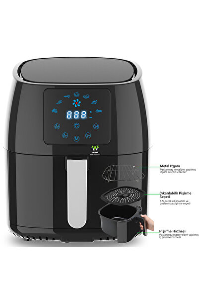 WİAMi Wiami 4.5l Hava Fritözü - Siyah, Yağsız Ve Lezzetli Kızartma