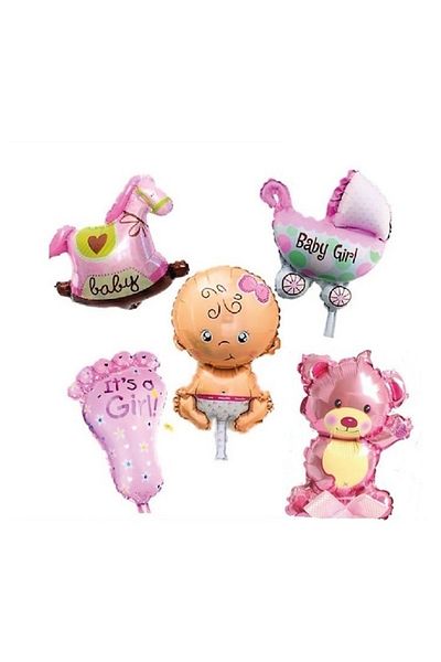 Kazanabil Baby Figured Foil Balloon Set Pink