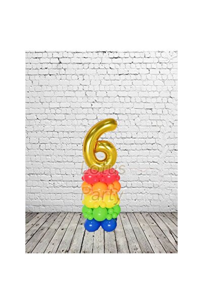 LOTUS PARTY 6 Year Birthday Balloon Set - Red - Navy Blue - Orange - Yellow -...