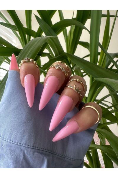SYBELLE KOZMETİK 100 Adet Pembe Stiletto Takma Tırnak