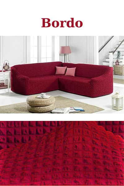 FurkanTicaret L Corner Sofa Cover - Flexible, Elastic and Sponge Wrap Fabric 1 Piece