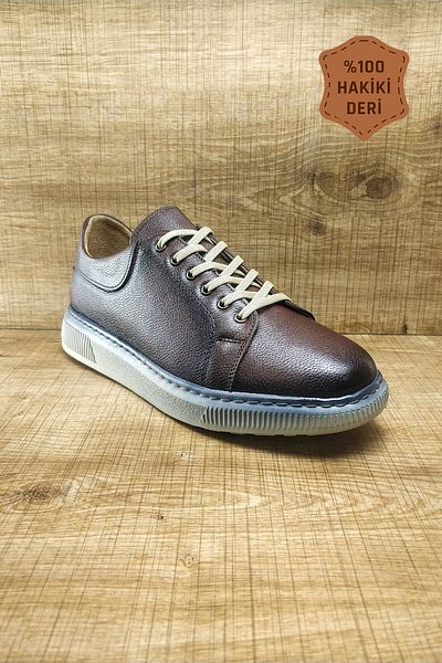 Endurstep Ορθοπεδικά Γνήσιο Δέρμα με κορδόνια Καφέ Casual Ανδρικά Παπούτσια Cas0004