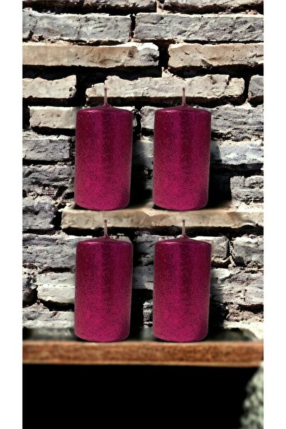 Genel Markalar 4’lü Simli Silindir Mum Seti – Fuşya, şık ve parlak dekoratif ...