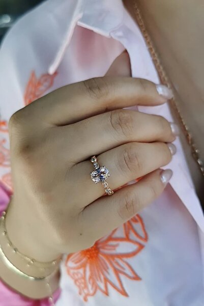 Utku Kuyumculuk 14 AYAR ÖZEL TASARIM 0,18 CT PIRLANTA TAŞLI ROSE RENGİ ALTIN 1,71 CT MORGANİTE TAŞLI YÜZÜK