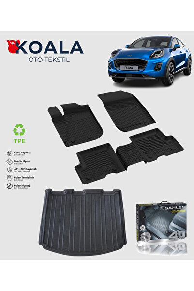 KoalaOtoTekstil Ford Puma Alt Bagaj (2020 ve Sonrası) Sahler Paspas + Bagaj H...