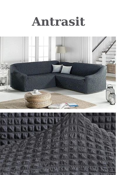 FurkanTicaret L Corner Sofa Cover - Flexible, Elastic and Sponge Wrap Fabric 1 Piece