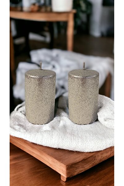 Lecarbee Candles 2’li Simli Silindir Mum –gümüş