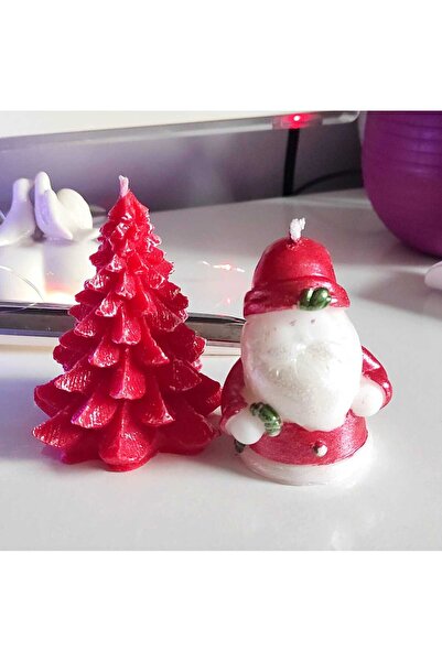 Candles Flame شجرة الصنوبر وشمعة عيد الميلاد سانتا كلوز باللون الأحمر