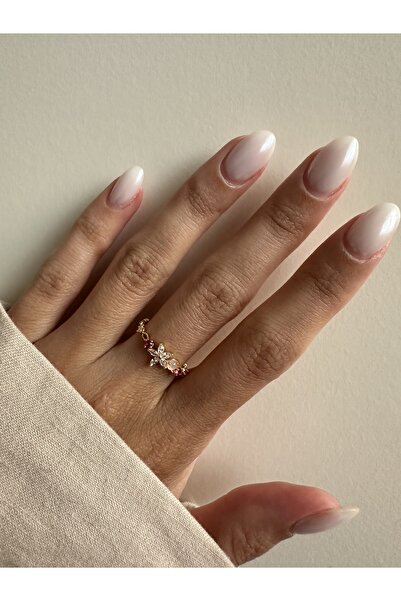 ringbox Gold Çıtır Çiçek Detaylı Minimal Yüzük