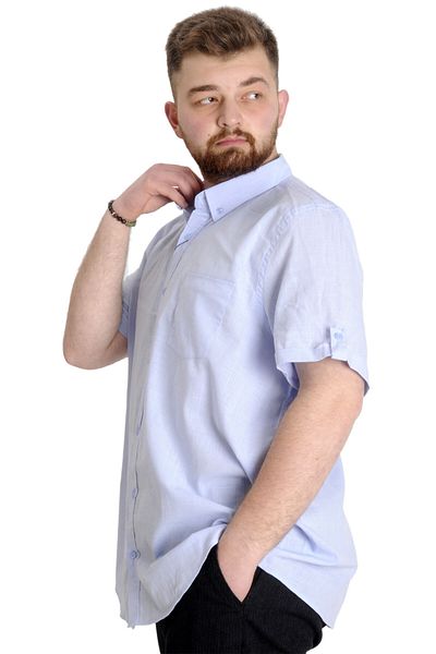 ModeXL Cămașă din Lycra de in, mărime mare, cu buzunare 20389 Albastru deschis