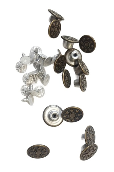 HitDukkan Büyük Boy 10 Adet Kot Pantolon Düğmesi, Jean Düğmesi Antik Sarı (br...