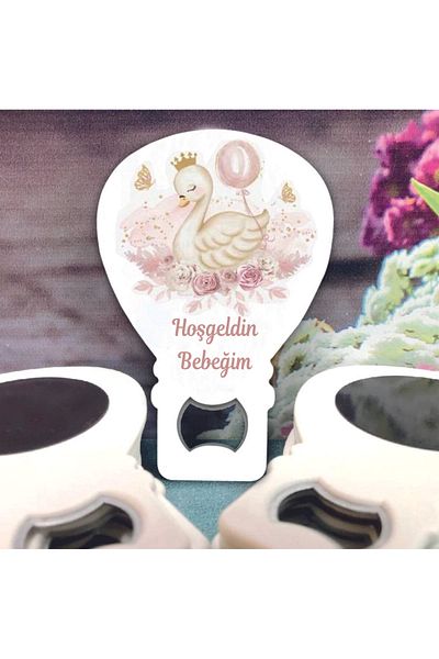 Ege ajans 10 swan baby balloon opener magnets (with card and gelatin)