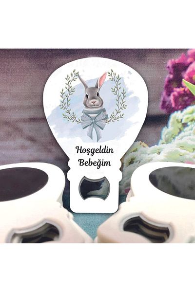 Ege ajans 10 (card and gelatin) baby rabbit balloon opener magnet
