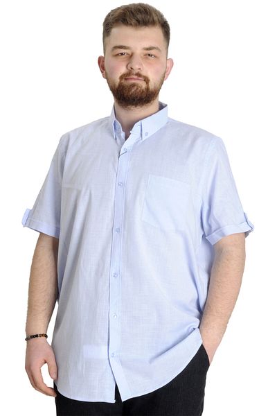 ModeXL Cămașă din Lycra de in, mărime mare, cu buzunare 20389 Albastru deschis