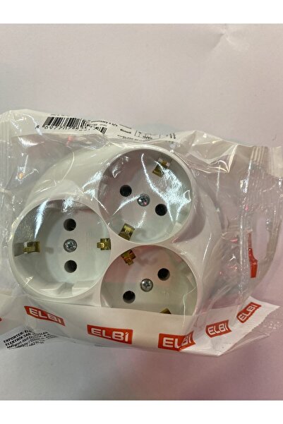 ELBİ El-bi Sıva Altı 3lü Topraklı Priz- Topraklı Priz Beyaz- Korumalı Ürün- Ev Priz- Topraklı Priz