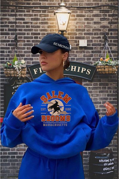 BENROMA Unisex Salem Brooms Printed Saks Hooded Sweat